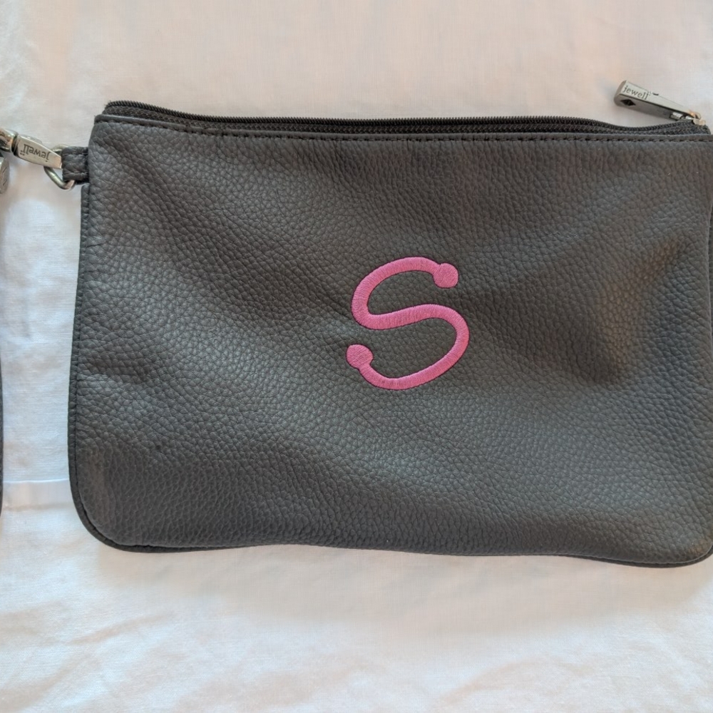 Thirty-One Pink and Gray Clutch with Elegant Texture